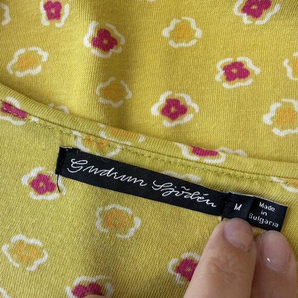 Gudrun Sjoden Floral Print Green/Pink Modal/Organic Cotton Short Sleeve Shirt M - Picture 6 of 10